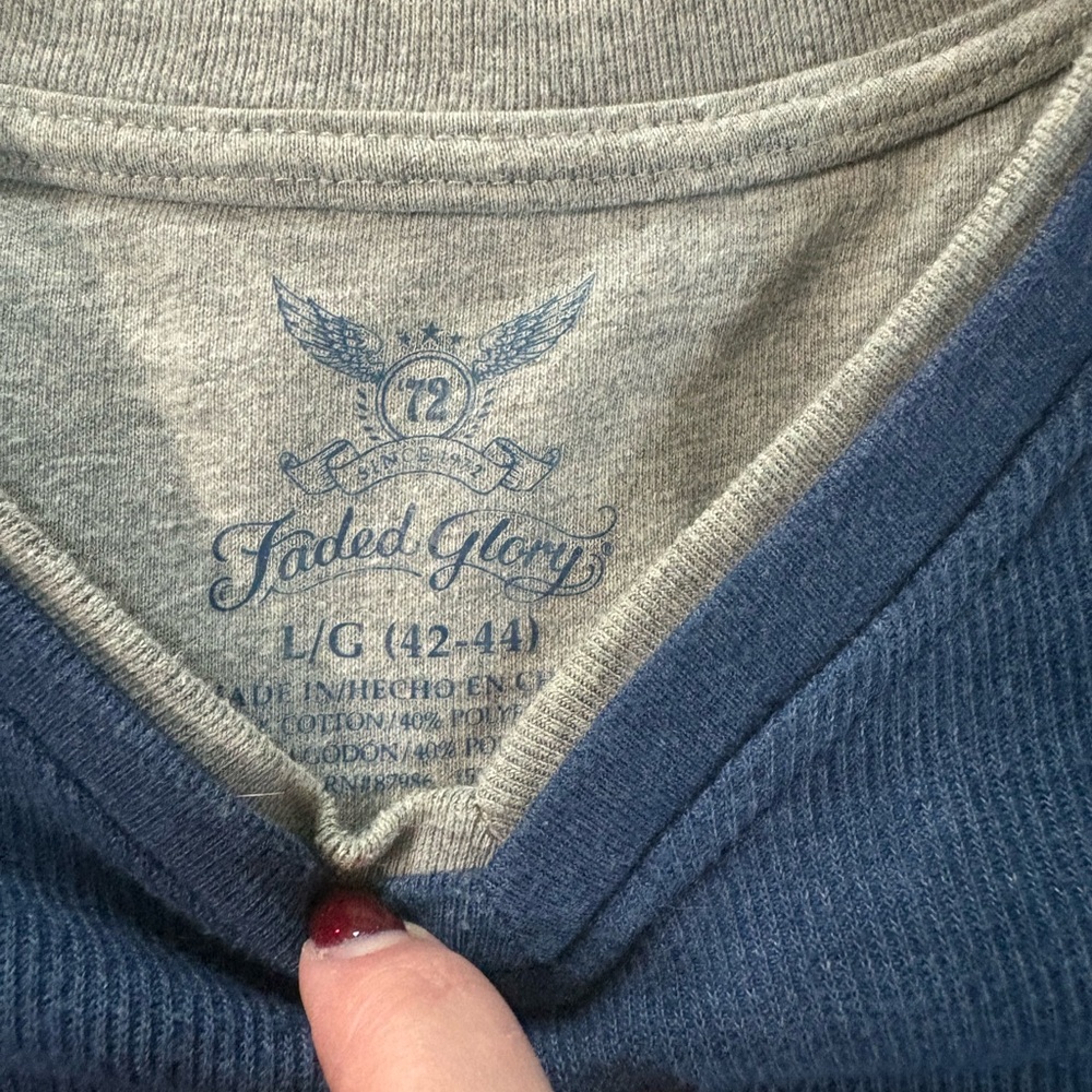 Faded Glory Men's V-Neck Sweater in Blue and Gray